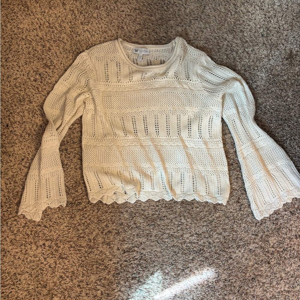 Jessica Simpson Cream Crochet Tunic Top